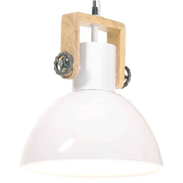 vidaXL Hanging Lamp White and brown Iron, solid mango wood Medium