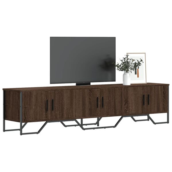 vidaXL TV Cabinet Brown Oak Engineered Wood, Metal Large TV Cabinet