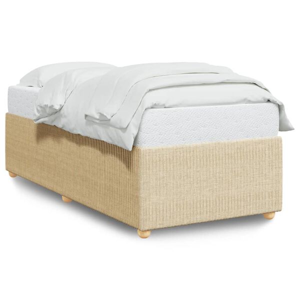 vidaXL Bed Frame Cream 100% Polyester, Plywood, Engineered Wood Twin
