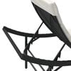 vidaXL Sun Lounger Black Rattan with Cream White Cushion