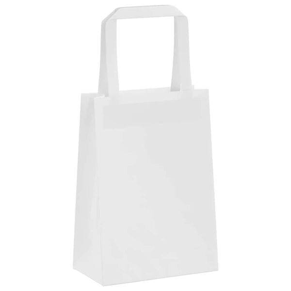 vidaXL Paper Bags 250 pcs with Handles White 15x8x21 cm