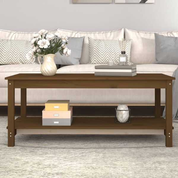 vidaXL Coffee Table Honey Brown Solid pine wood