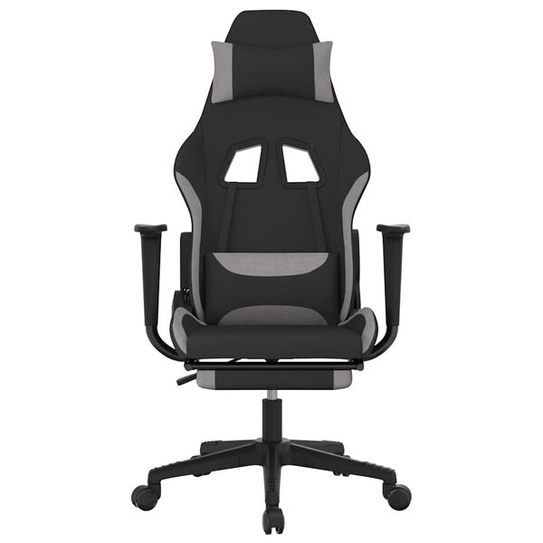 vidaXL Gaming Chair Black and Light Grey Polyester, Metal, Plywood, Plastic