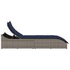 vidaXL Folding Sun Lounger Grey PE rattan Standard Foldable