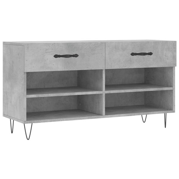 vidaXL Shoe Bench Concrete Grey Engineered Wood Standard