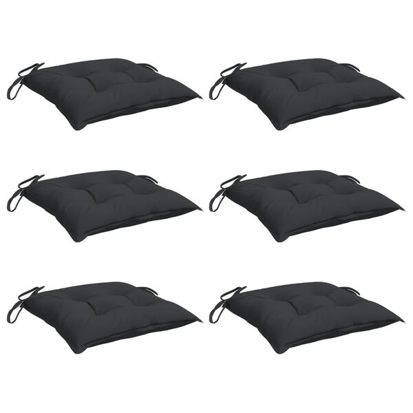 vidaXL Chair Cushion Set of 6 Black Oxford Fabric (100% Polyester)