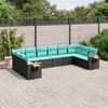 vidaXL Patio Sofa Set Black, Blue