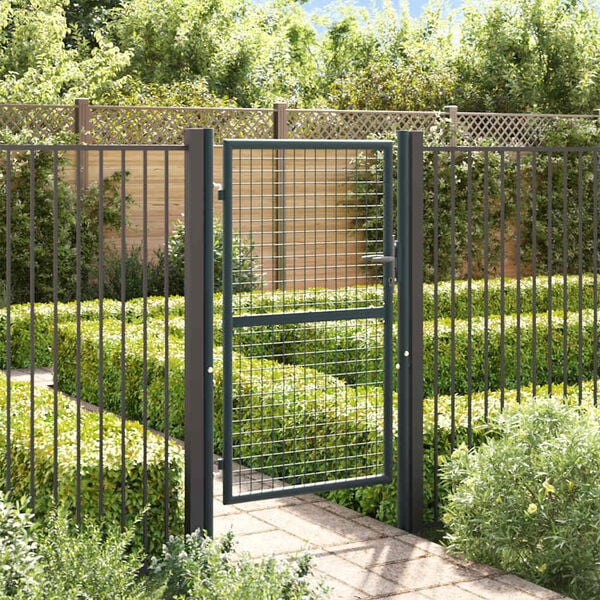 vidaXL Mesh Garden Gate Galvanised Steel 39.4x59.1" Grey