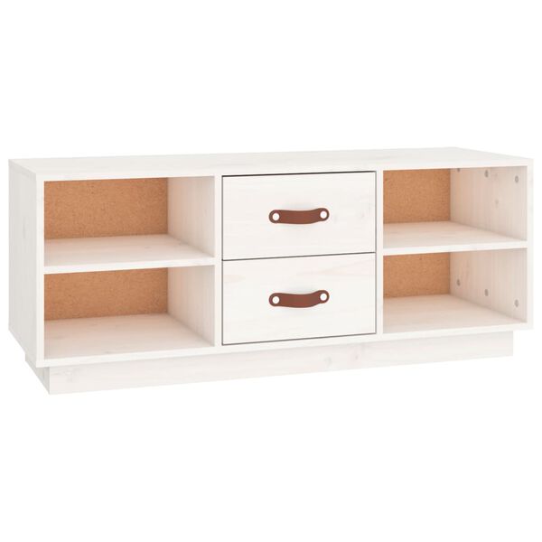 vidaXL TV Cabinet White Solid Pine Wood 39.4 in x 13.4 in x 15.7 in
