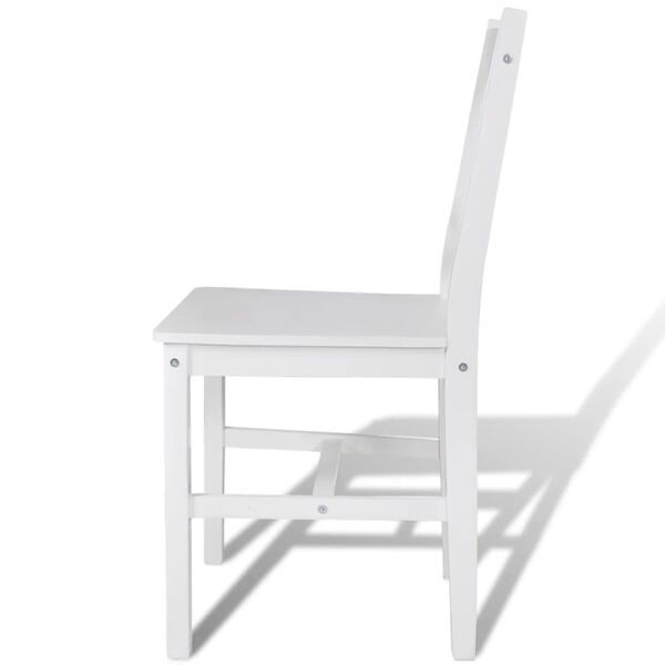 vidaXL Dining Chair Set of 6 White Solid pine wood Standard Comfy
