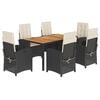 vidaXL Garden Dining Set Black and Cream White PE Rattan Adjustable Feet
