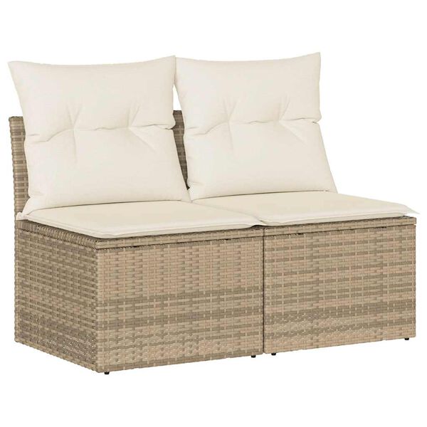 vidaXL Garden Sofa Set Beige Poly Rattan 2 Piece Sofa Set