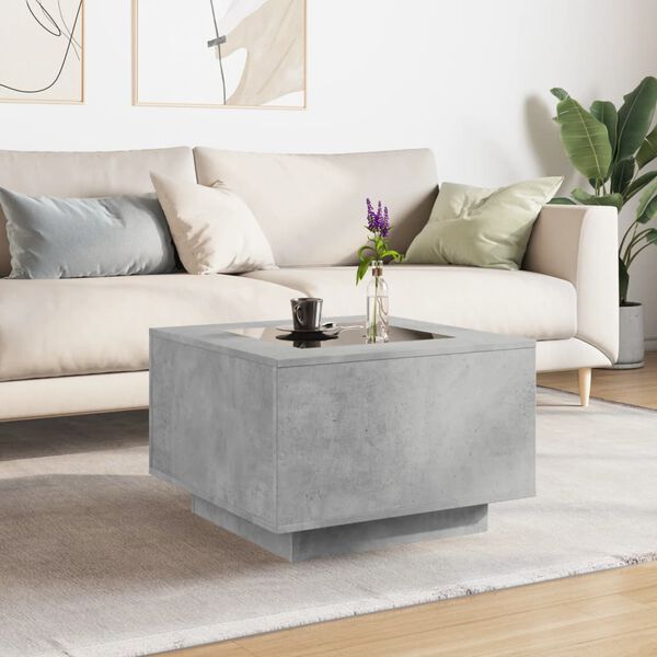 vidaXL Coffee Table Concrete grey Engineered wood, glass 24 in