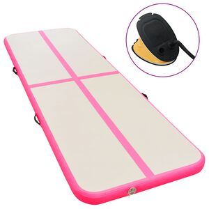 vidaXL Inflatable Gymnastics Mat with Pump 118.1"x39.3"x3.9" PVC Pink