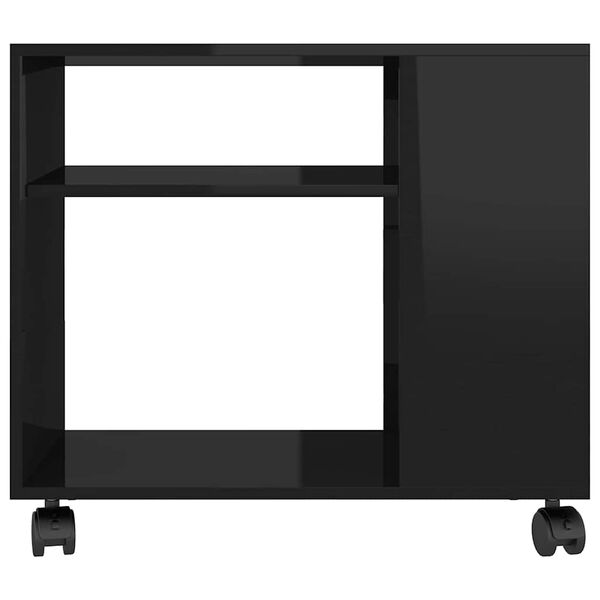 vidaXL Side Table High gloss black Chipboard Standard Rollable