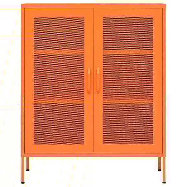 vidaXL Storage Cabinet Orange Steel Medium Storage Cabinet Rectangular