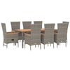 vidaXL Garden Dining Set Grey PE rattan 9 Piece Modular