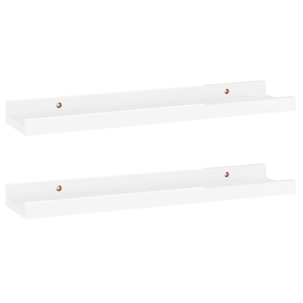 vidaXL Wall Shelf Set of 2 High gloss white MDF 15.7x3.5x1.2 in