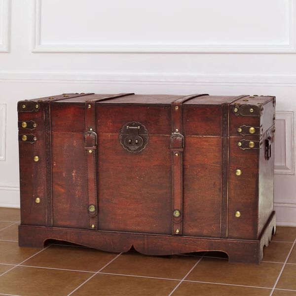 vidaXL Wooden Treasure Chest Large Mocha Brown