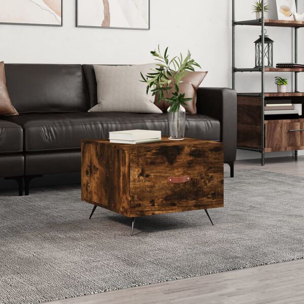 vidaXL Coffee Table Smoked oak Engineered wood, iron 19.7x19.7x15.7 in