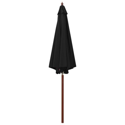 vidaXL Parasol with Wooden Pole 118.1"x101.6" Black