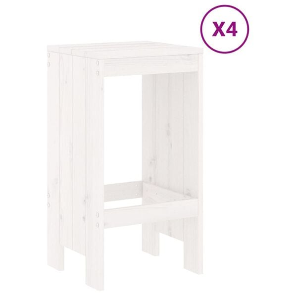 vidaXL Garden Bar Set White Solid Pine Wood Table for 4 Seats Many