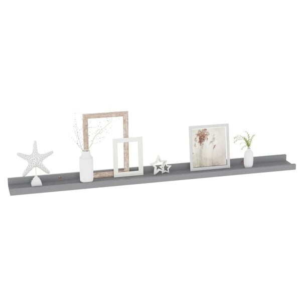 vidaXL Wall Shelf Set of 4 Grey MDF Wall Shelf Rectangular Modern
