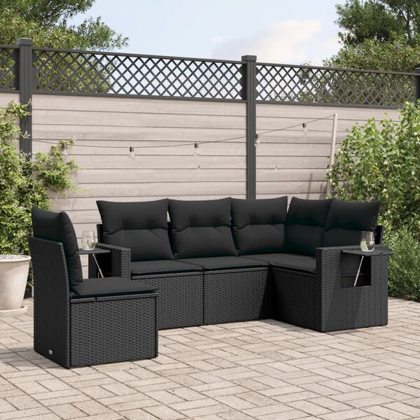 vidaXL Garden Sofa Set Black