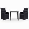 vidaXL Garden Dining Set Black with Black Cushions