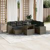 vidaXL Garden Sofa Set Grey PE rattan, powder-coated steel, tempered glass