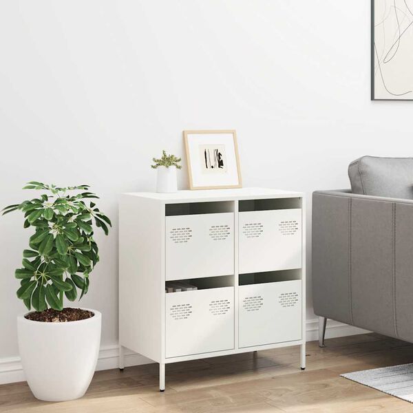 vidaXL Sideboard White Cold-rolled Steel Medium Sideboard Rectangular