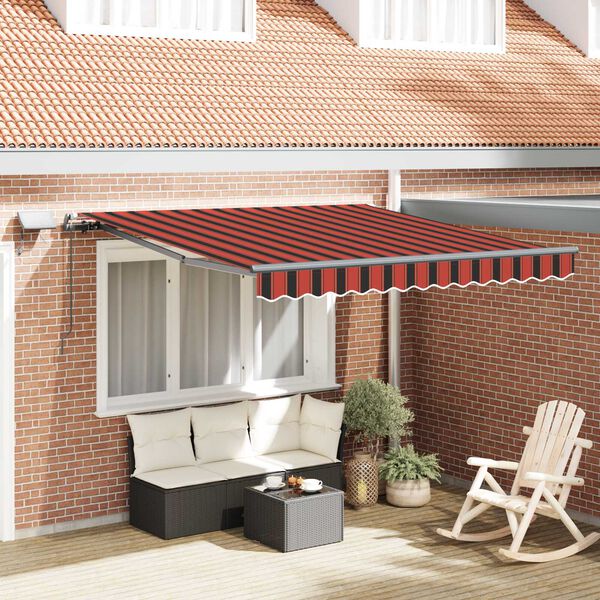 vidaXL Retractable Awning Orange and Brown 118.11" x 98.43" fabric