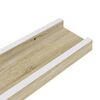 vidaXL Wall Shelf Set of 2 White and Sonoma Oak MDF 15.7 x 3.5 x 1.2 in