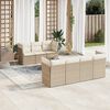 vidaXL Garden Sofa Set Beige PE rattan, steel, tempered glass, polyester