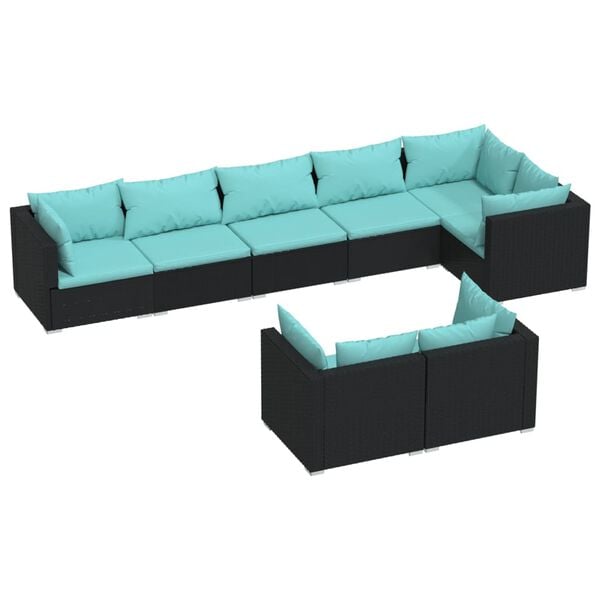 vidaXL Garden Lounge Set Black and Water Blue