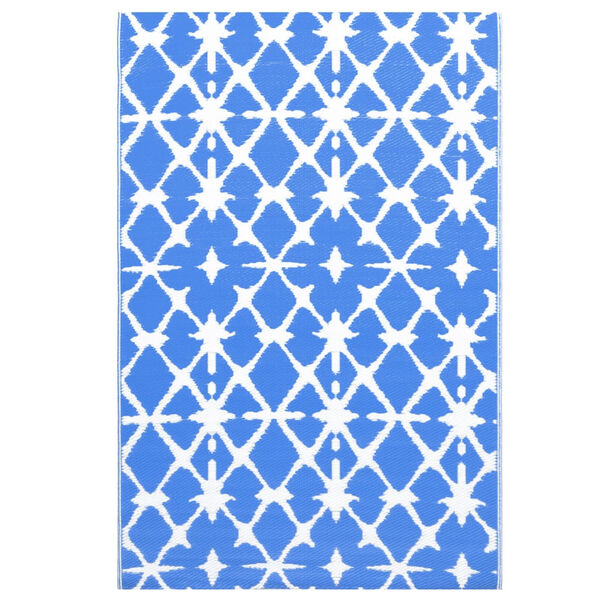 vidaXL Outdoor Carpet Blue and White Polypropylene 74.8 x 114.2 in