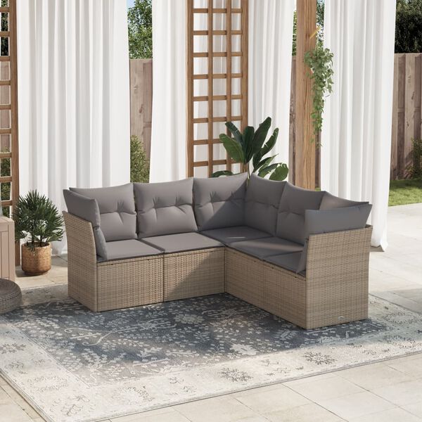 vidaXL Garden Sofa Set Beige, Light Grey