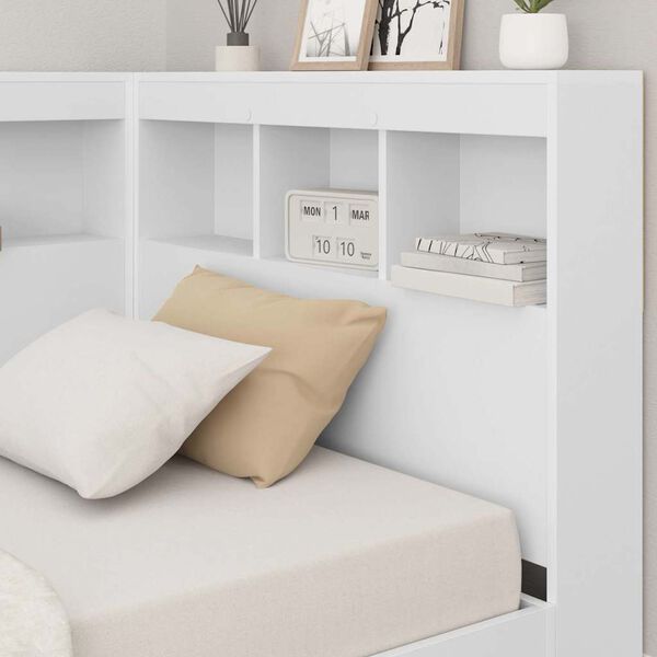 vidaXL Storage Headboard with Shelf White 35.43 in Engineered Wood
