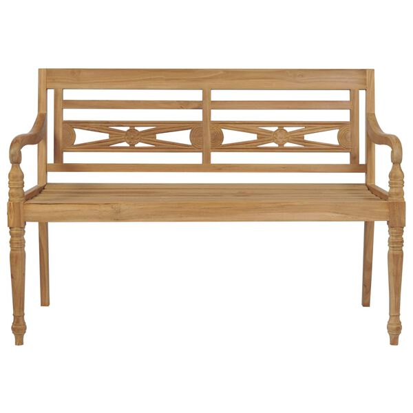 vidaXL Bench Natural Teak, Green Solid teak wood, 100% polyester 47.2 in
