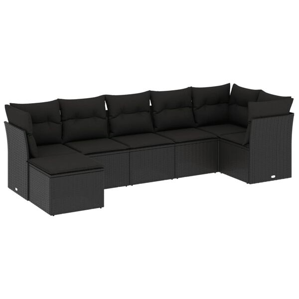 vidaXL Garden Sofa Set Black PE rattan 113.8 x 33.5 x 27.2 inches