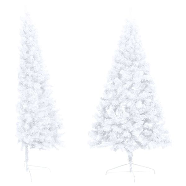 vidaXL Artificial Half Pre-lit Christmas Tree with Stand White 47.2" PVC