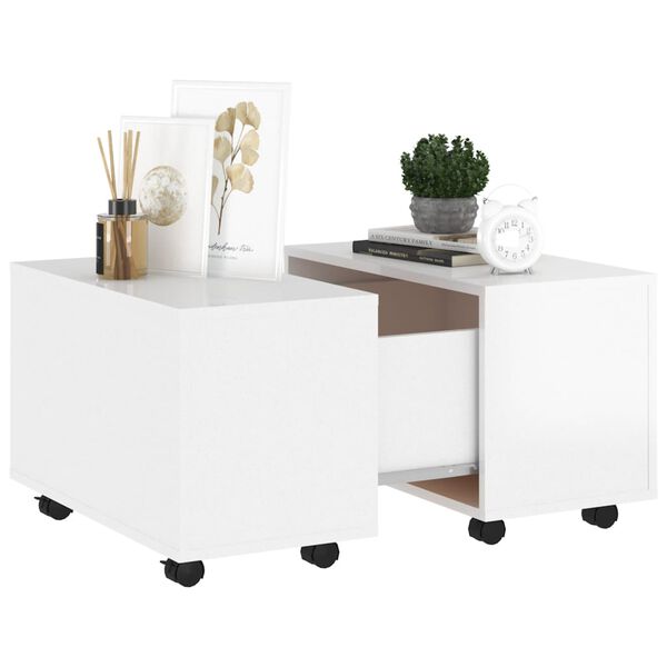 vidaXL Coffee Table High Gloss White Engineered Wood Medium Extendable