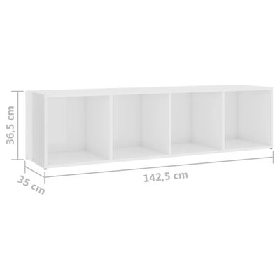 vidaXL TV Cabinets 2 pcs High Gloss White 56.1"x13.8"x14.4" Engineered Wood