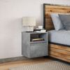 vidaXL Wall-mounted Bedside Cabinet Concrete grey Engineered wood