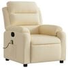 vidaXL Massage Recliner Chair Cream Fabric (100% polyester), Metal, Plywood