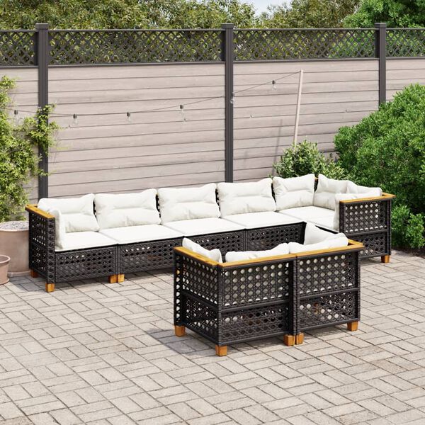 vidaXL Garden Sofa Set Black, Cream White