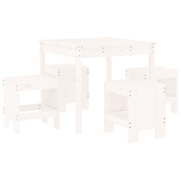 vidaXL Garden Dining Set White Solid pine wood 32.5 in x 32.5 in x 29.9 in