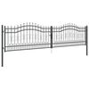 vidaXL Fence Gate with Spear Top Black 159.8"x 39.4" Powder-coated Steel