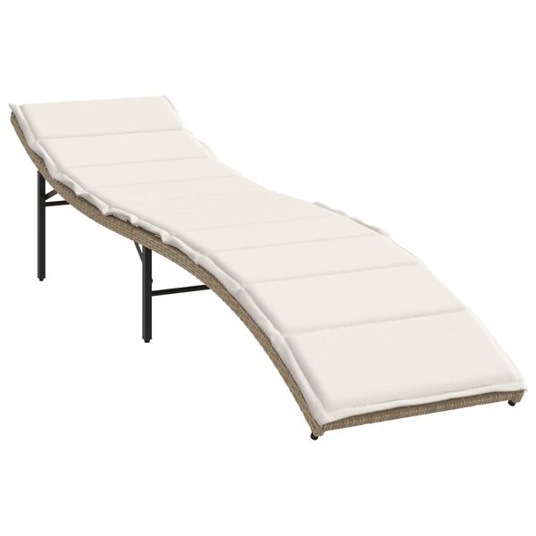 vidaXL Sun Lounger Set of 2 Beige PE rattan Large