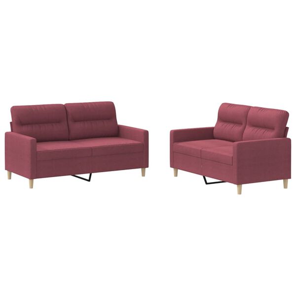 vidaXL Sofa Set Wine Red Polyester, Metal, Textilene, Plywood 2-Seater